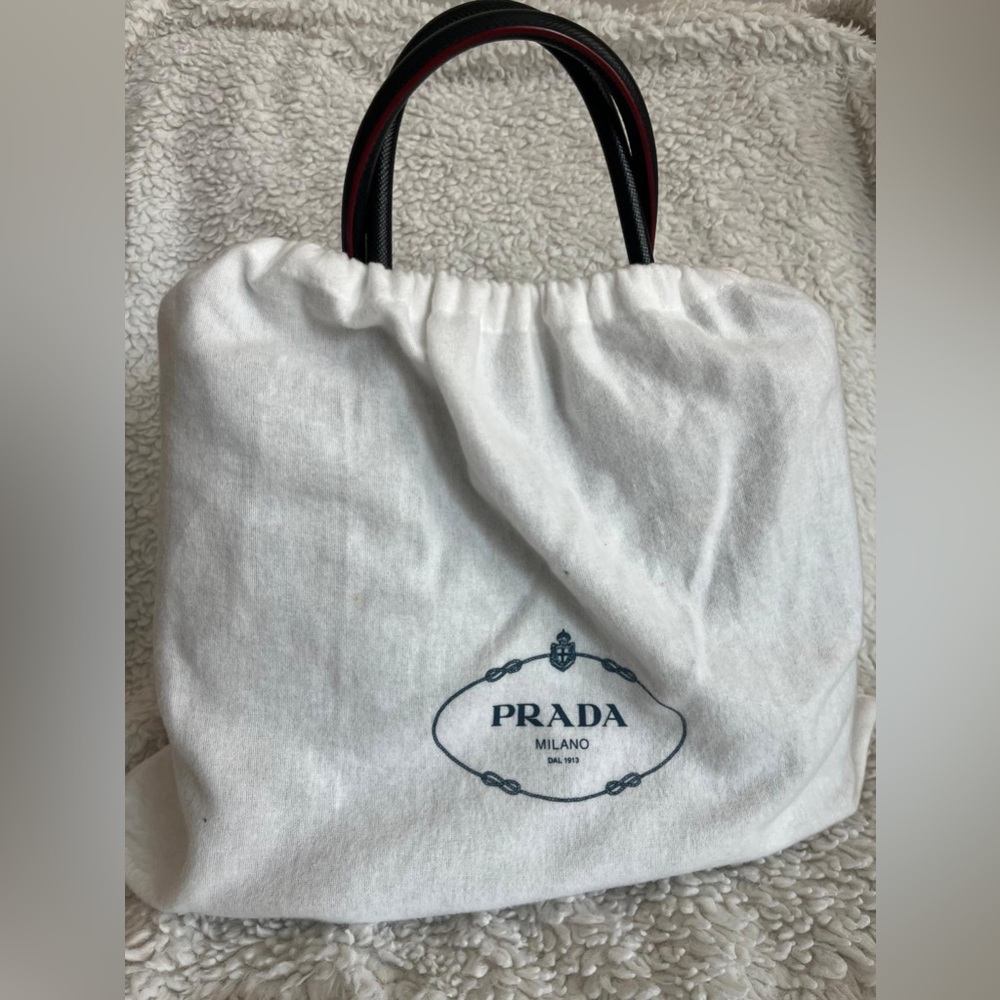 Prada White Tote Bag with Black Handles